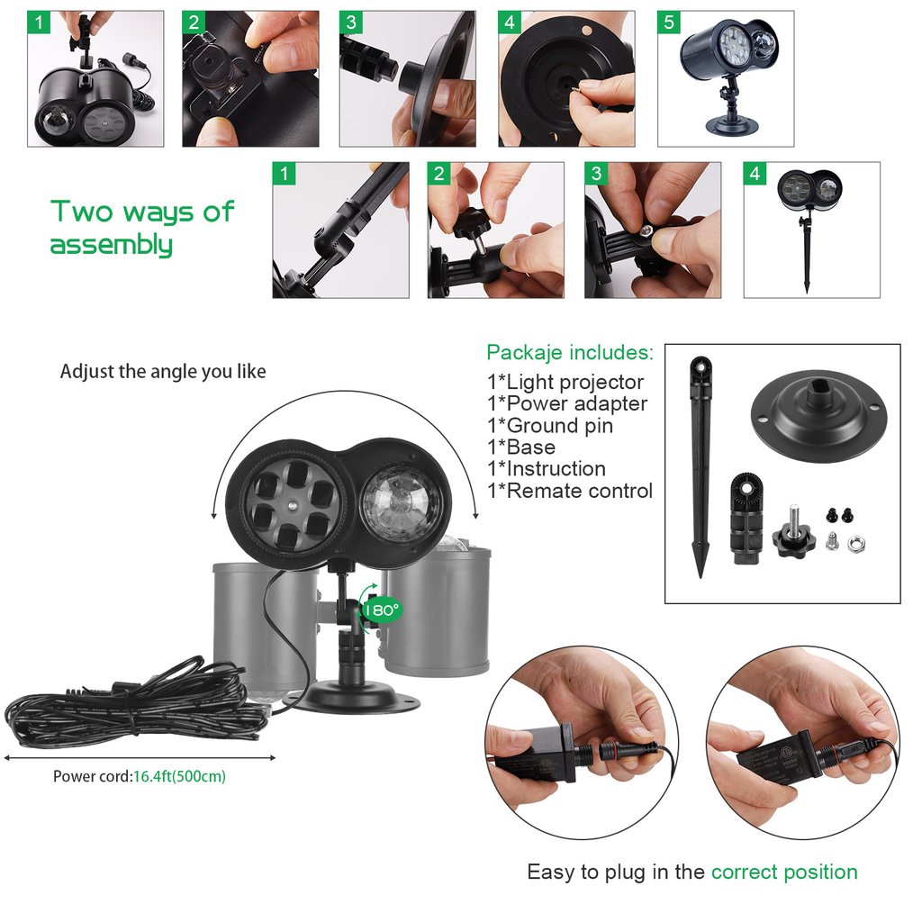 Double Tube Water Wave LED Projector Light