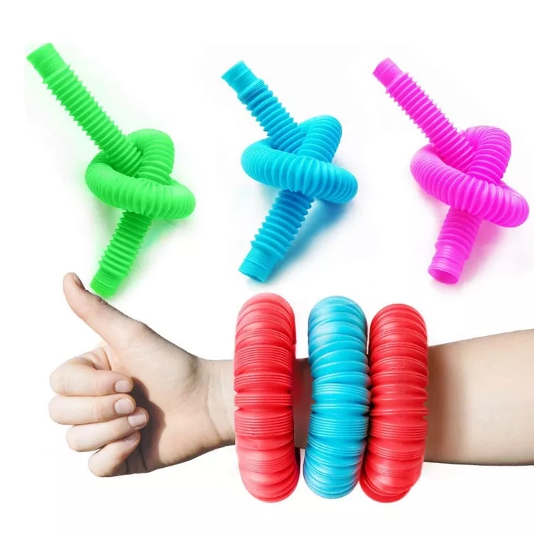 Colorful Circle Folding Plastic Pop Tube Coil Funny Toys
