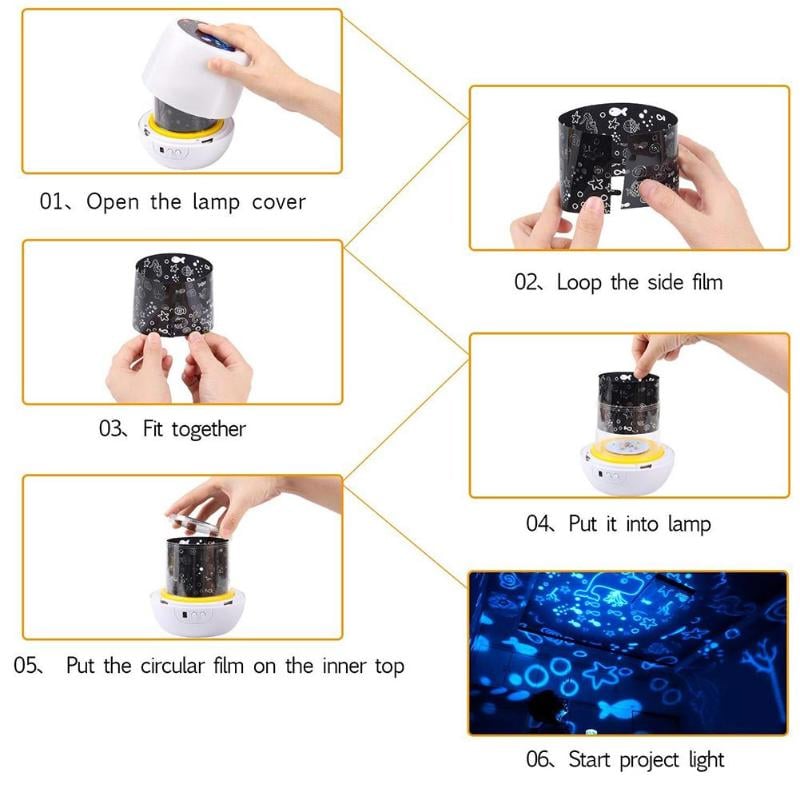 Colorful Rotating Star Projection Lamp Night Light for Kids