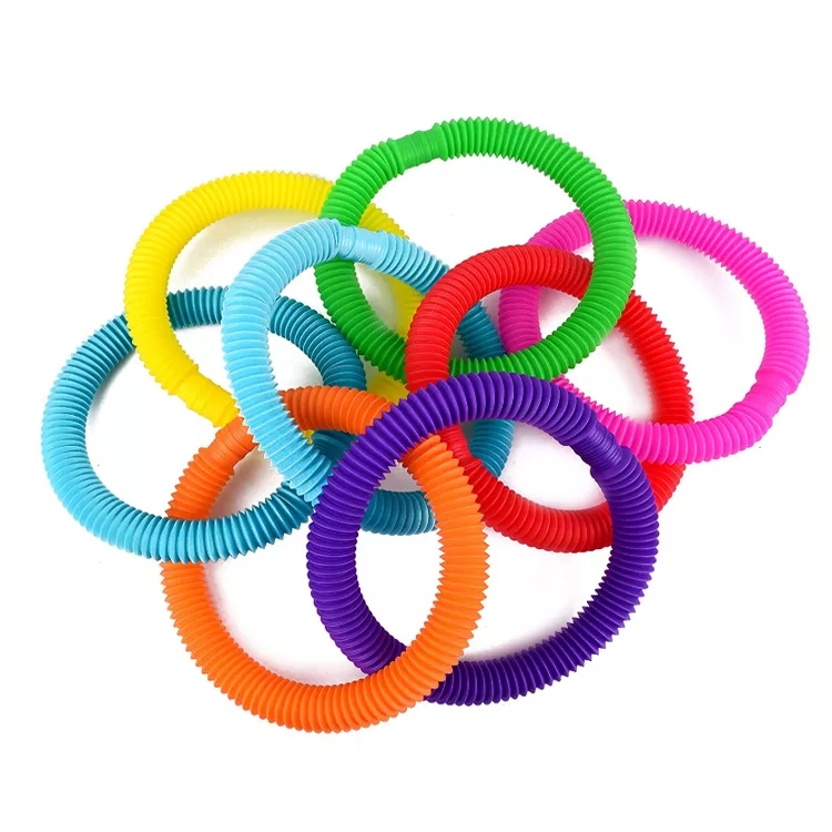 Colorful Circle Folding Plastic Pop Tube Coil Funny Toys