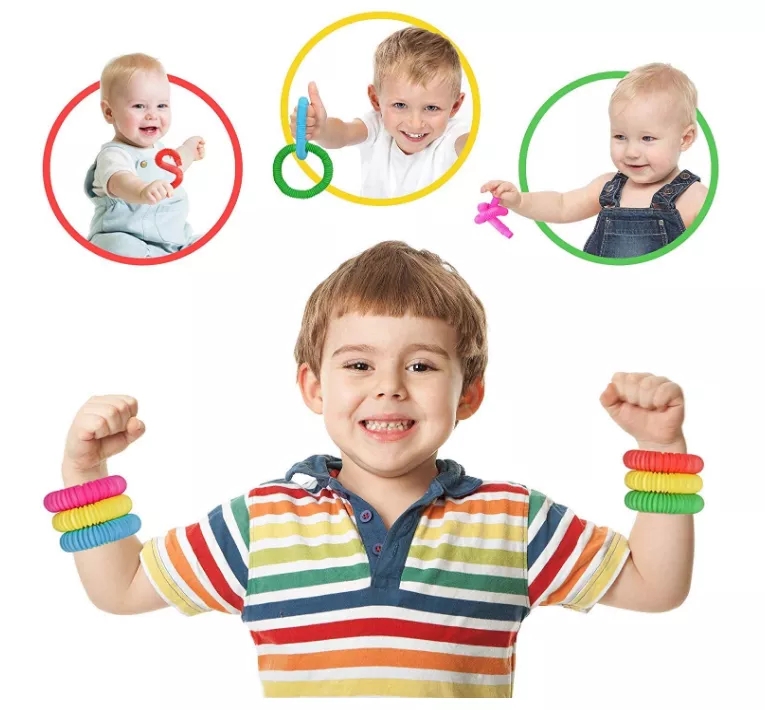 Colorful Circle Folding Plastic Pop Tube Coil Funny Toys
