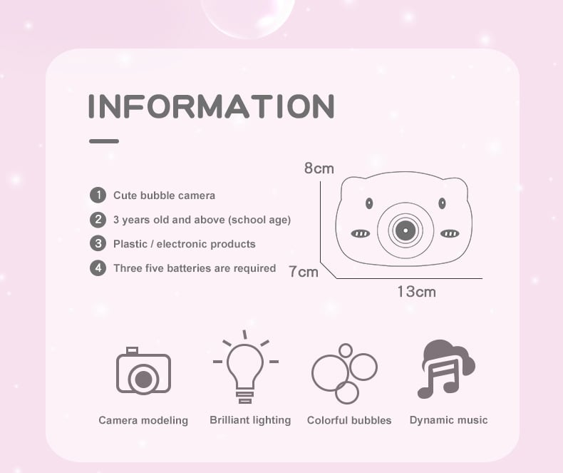 Cute Cartoon Pig Plastic Camera Bubble Machine Children's Toys 