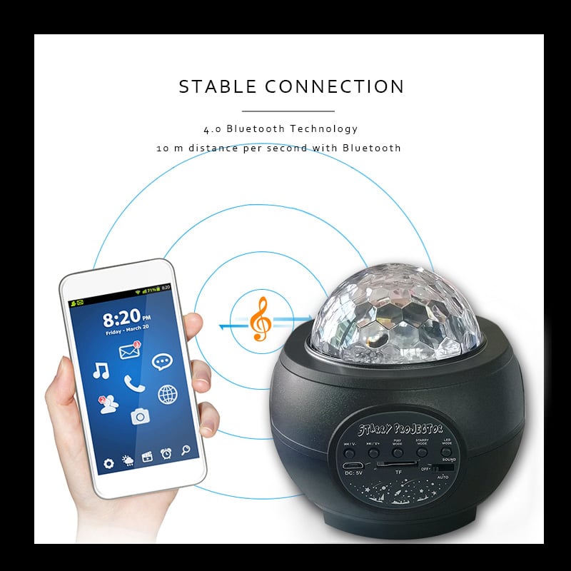 Ocean Wave Projection Lamp With Bluetooth Music Speaker
