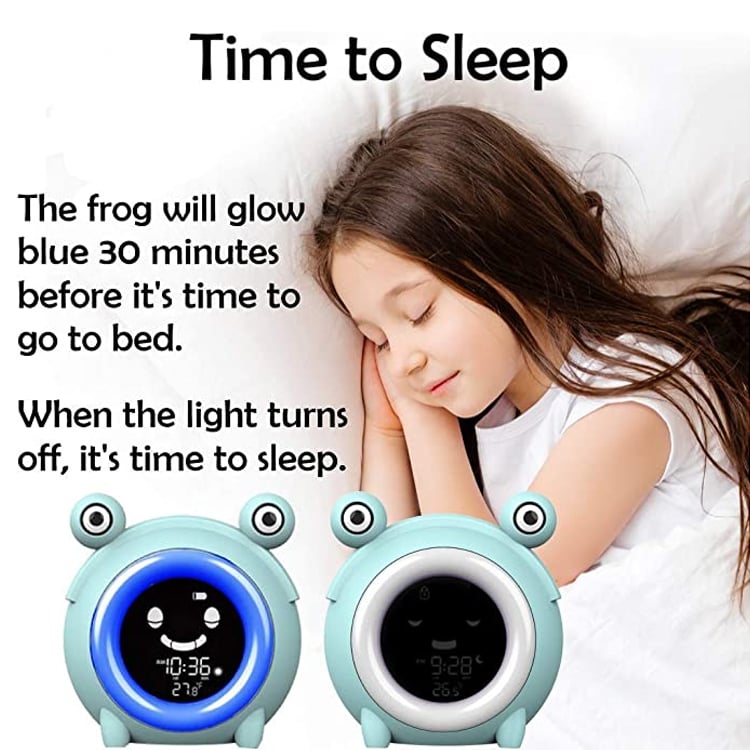 Hot Sale Frog-shaped Cartoon LCD Alarm Clock, Children's Sleep Desk Clock with USB Charging Night Light