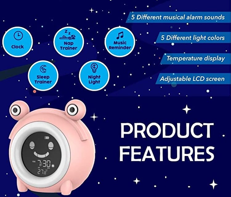 Hot Sale Frog-shaped Cartoon LCD Alarm Clock, Children's Sleep Desk Clock with USB Charging Night Light